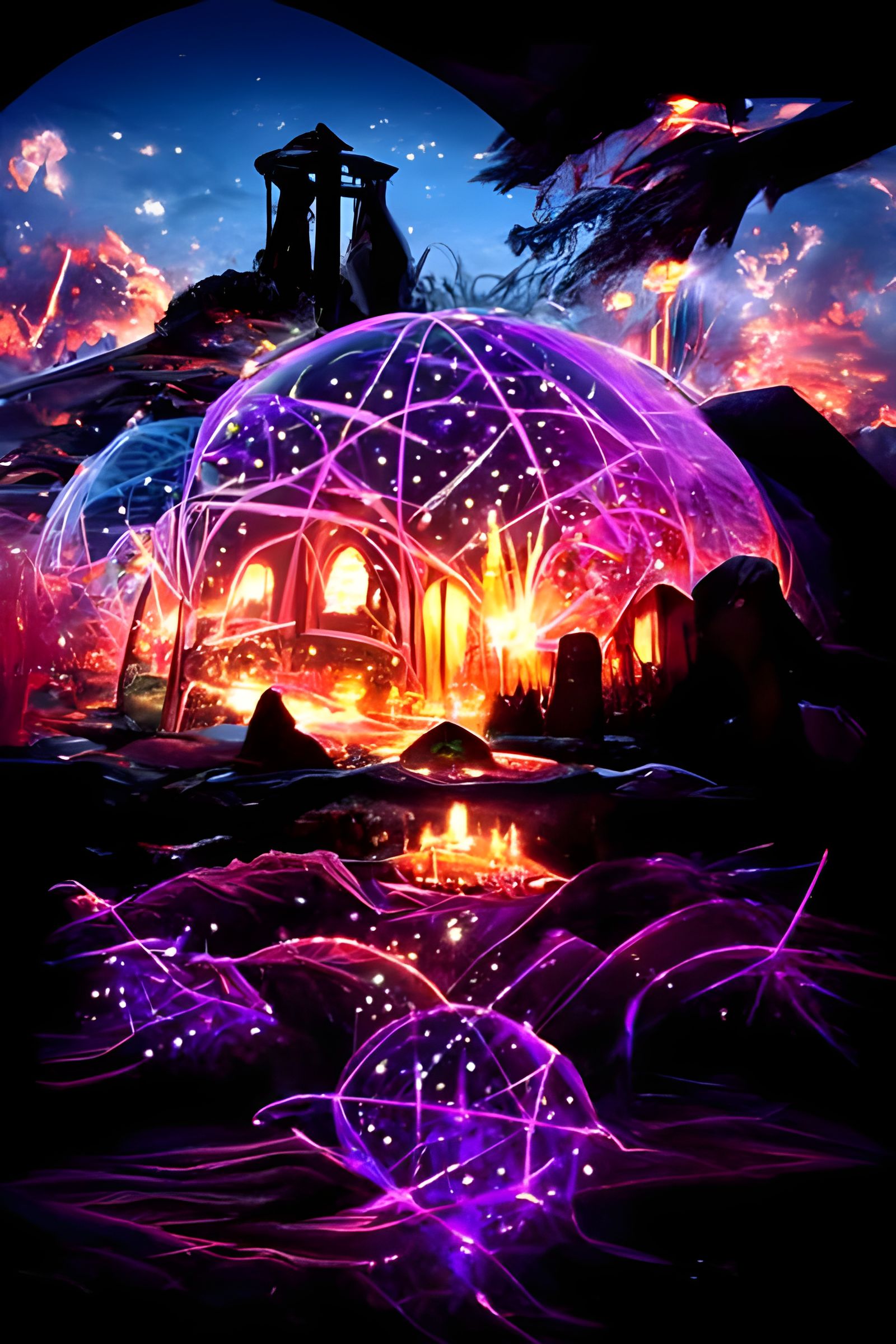 Futuristic Neon Planetarium Projection: Synthwave Astral Art