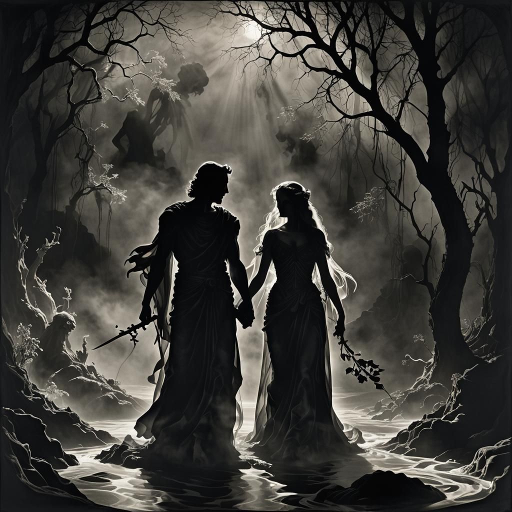Hades and Persephone: Ghostly Silhouettes in Photogram Style