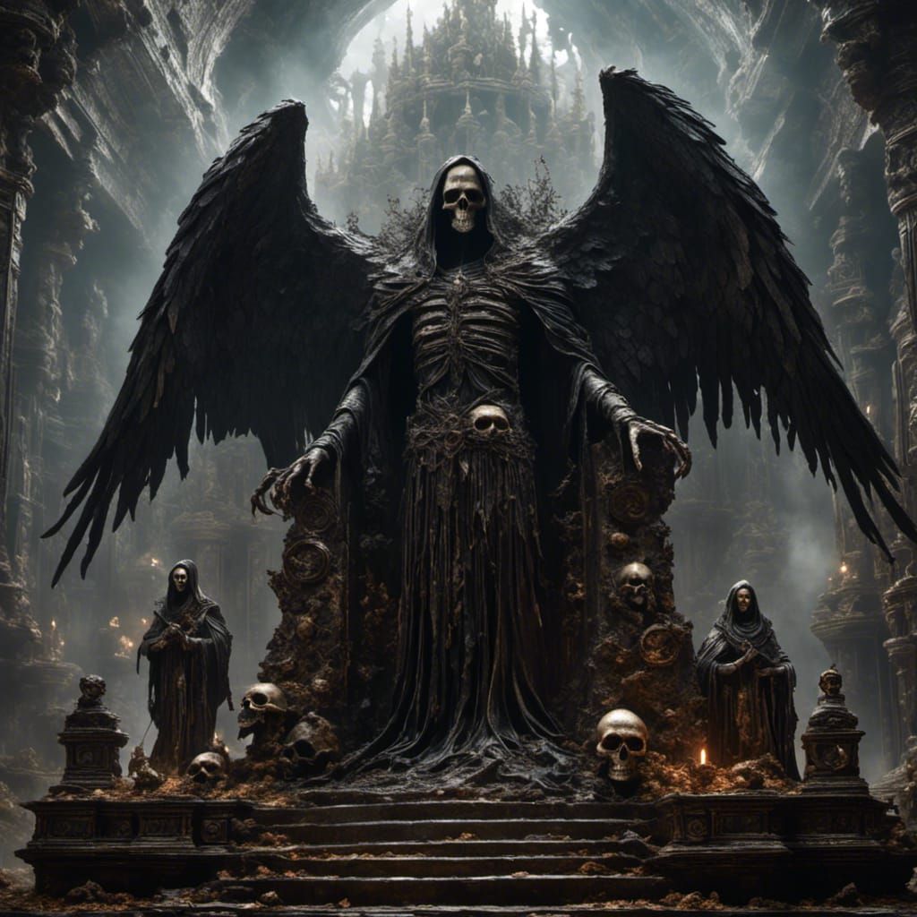 Eerie Demented Faces in Dark Fantasy 3D Render