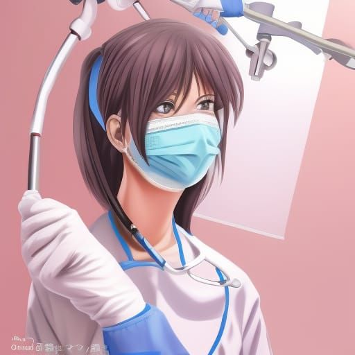 Anime Style Dentist with Mask and Gloves