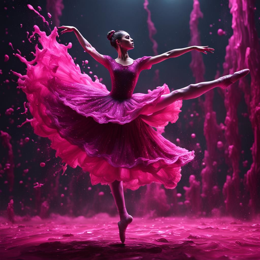 Magenta Paint Ballerina: Fantastical Matte Painting