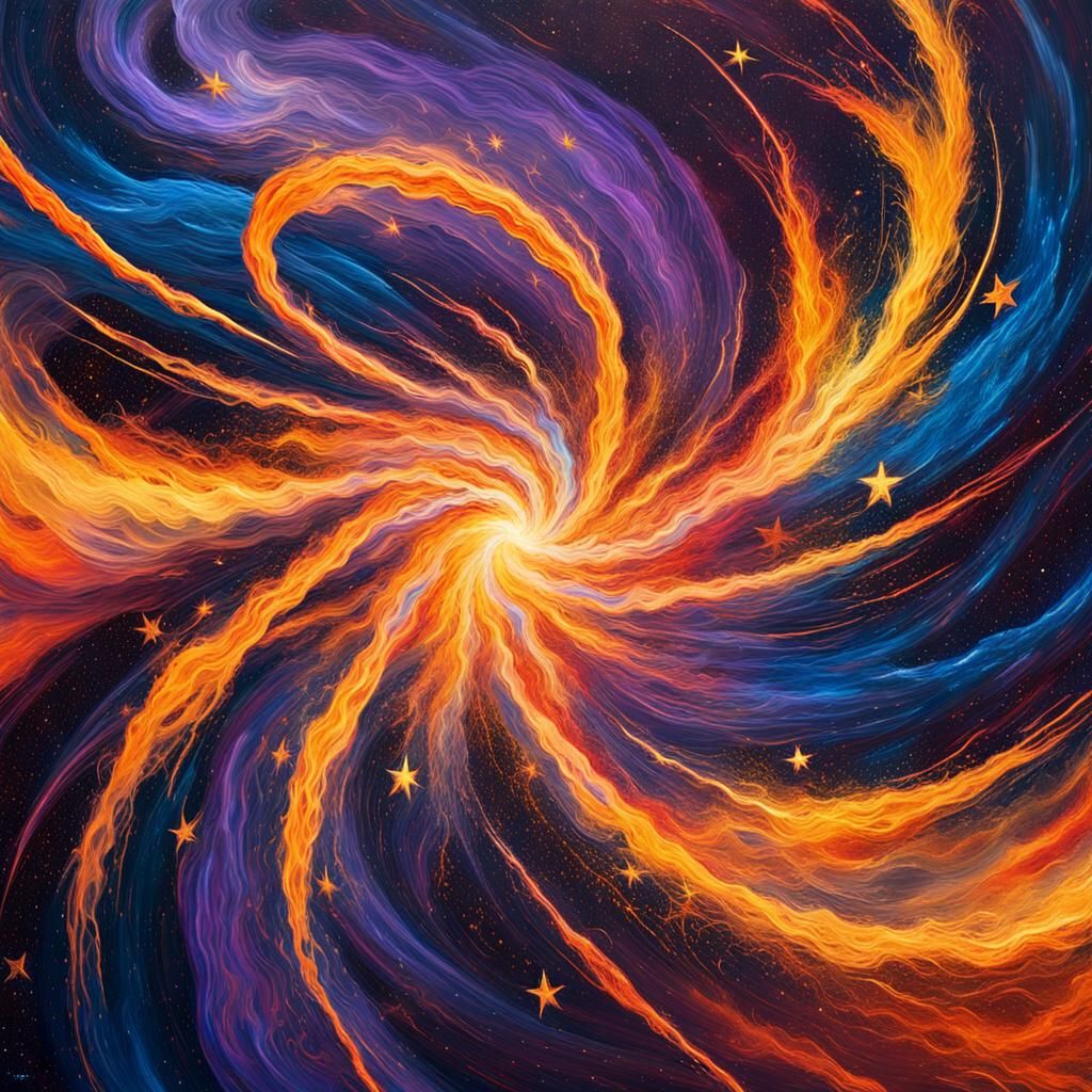Fiery Stars in Cosmic Abstract Expressionism