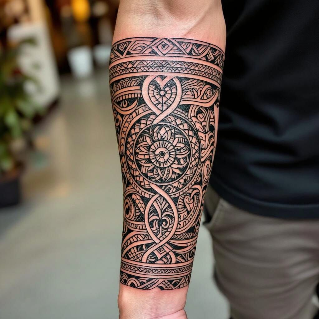 Maori Tattoo Design Symbolizing Family and Courage