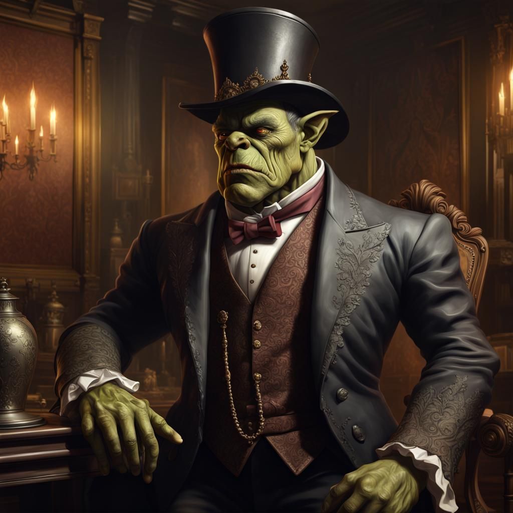 Victorian Orc Gentleman Portrait in 8K Resolution