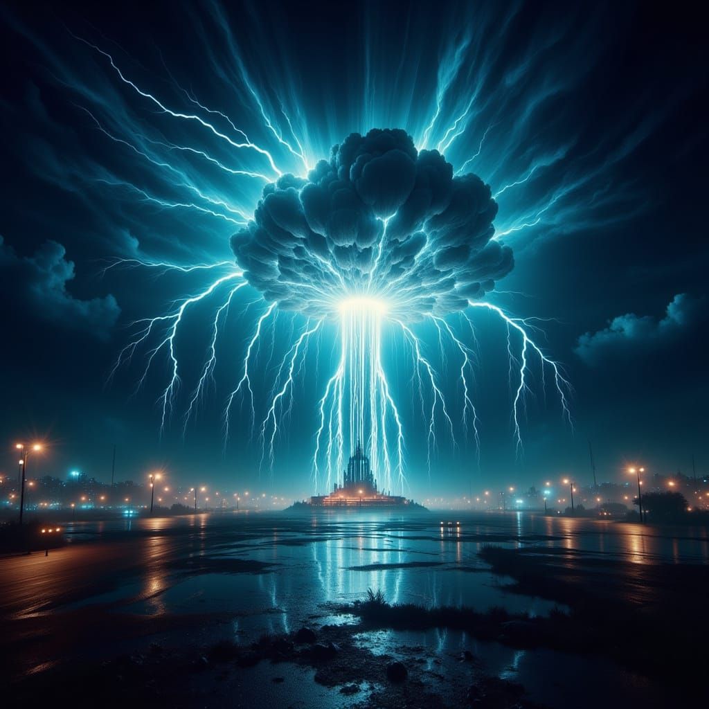 Giant Lightning Storm Over San Diego in Photorealistic Style