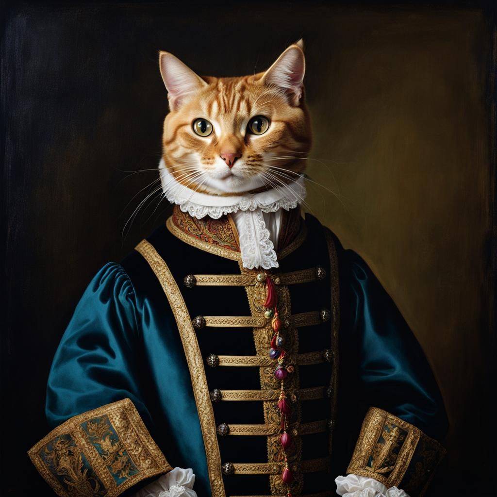 Cat in 16th Century Royal Portrait Attire