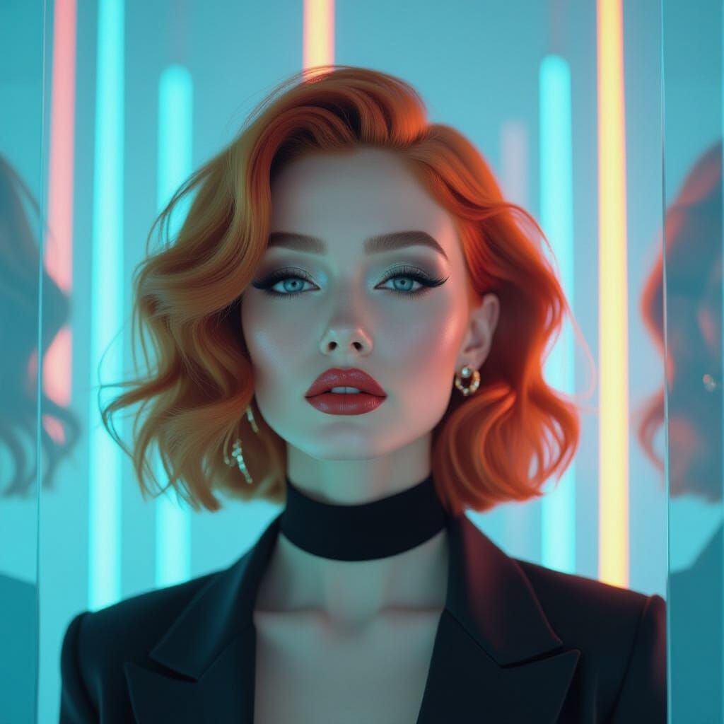 Ethereal Goth Woman with Ginger Hair