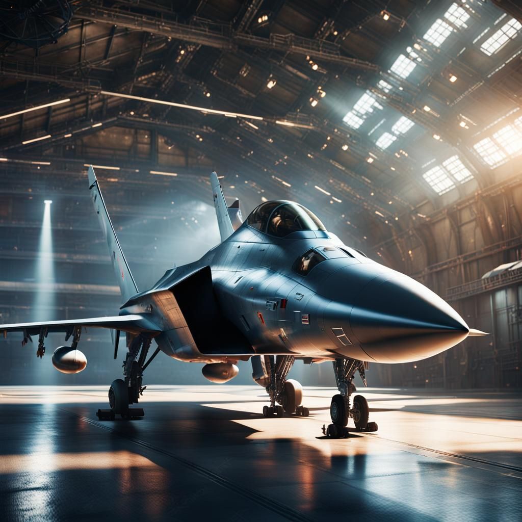 Futuristic Fighter Jet Prepares for Takeoff
