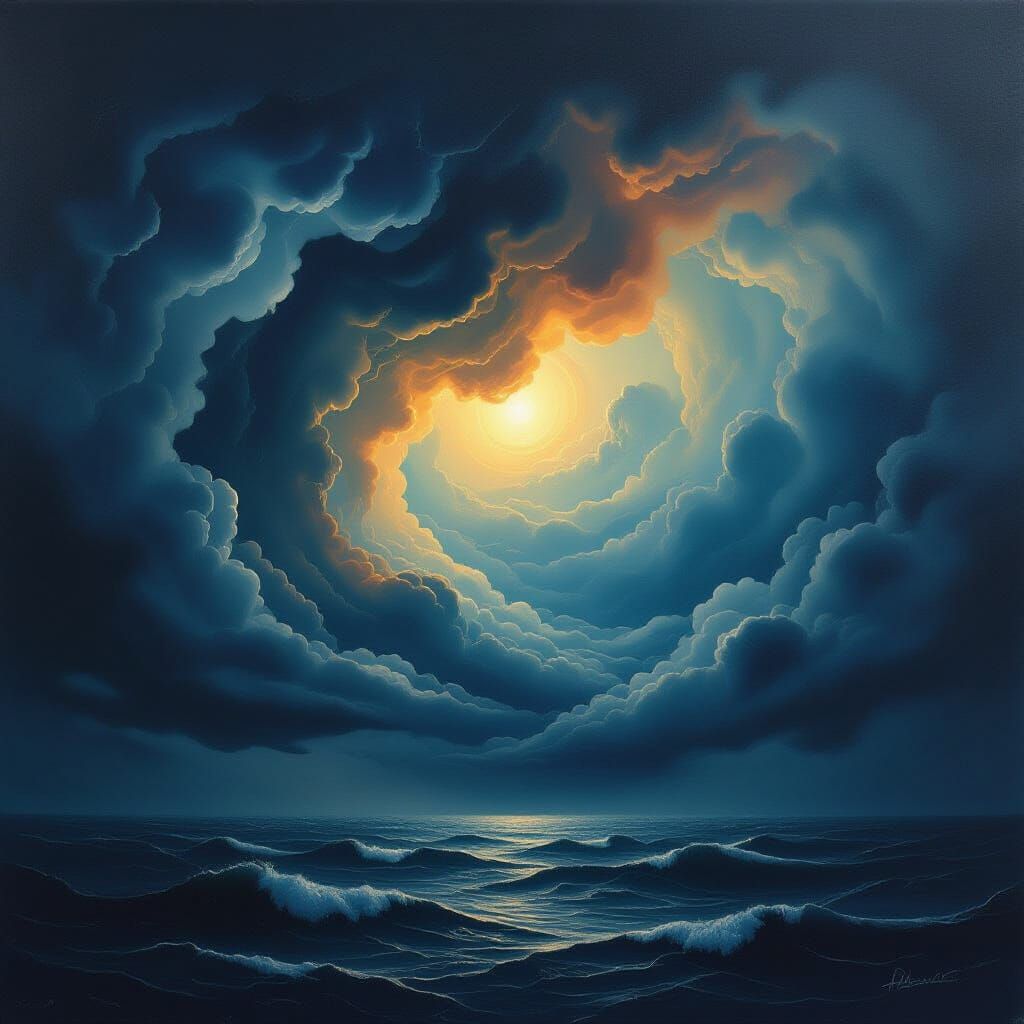 Surreal Night Sky in Dali Style Oil Painting
