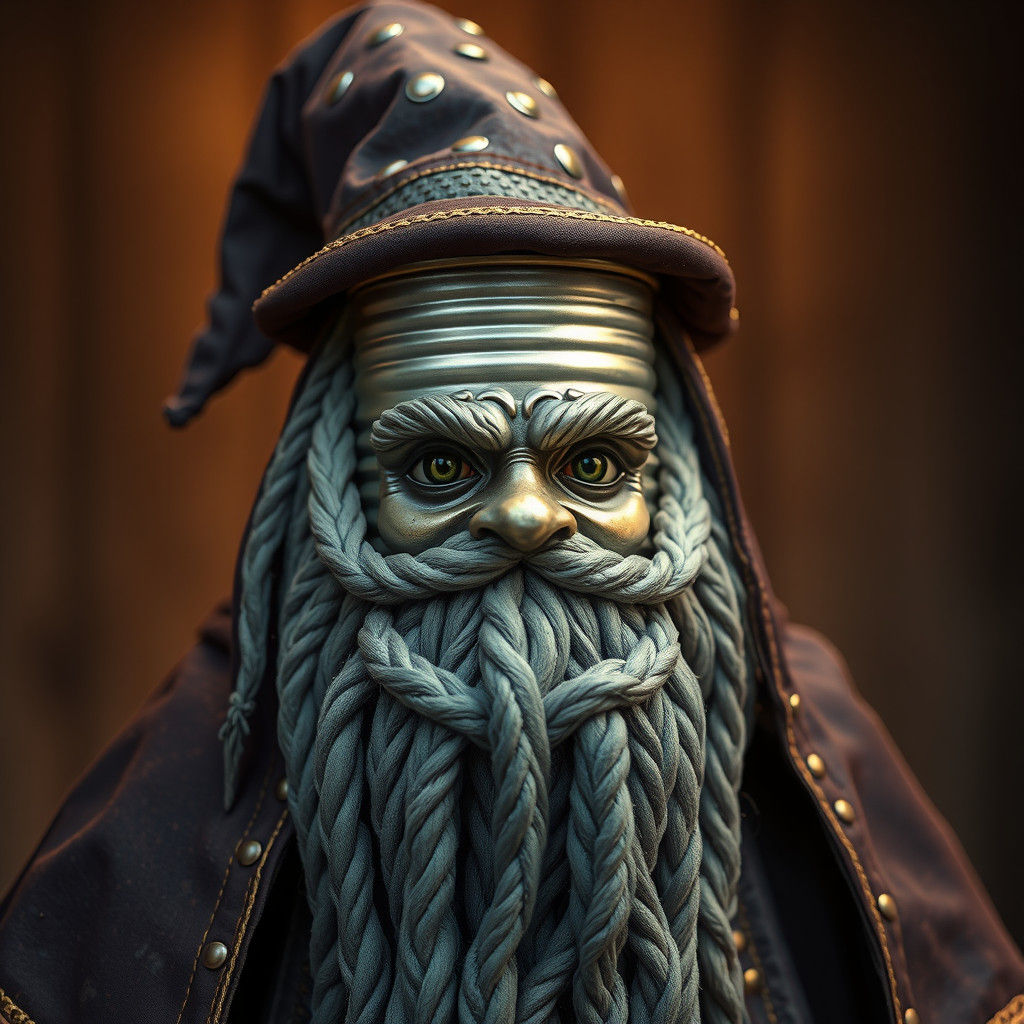 Whimsical Wizard Can with Braided Beard