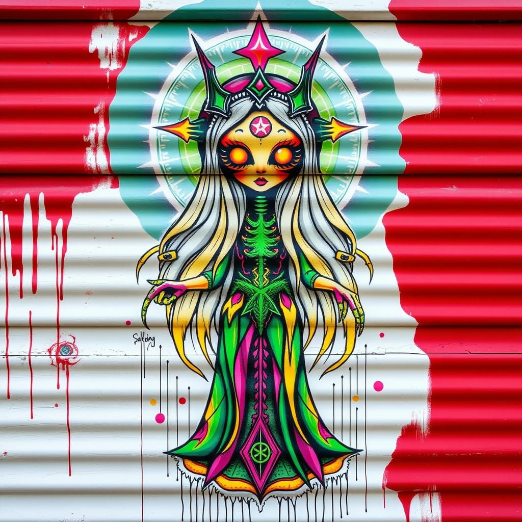 Vibrant Hoodoo Goddess Street Art