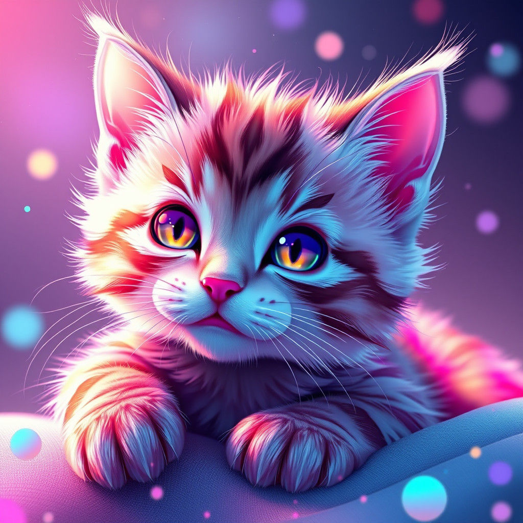 Rainbow Kitten in 3D Anime Art Style