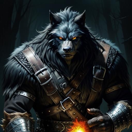 Werewolf Warrior in Dark Fantasy Illustration