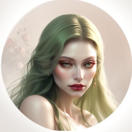 Punk Woman with Rose in Misty Forest: Oil Painting