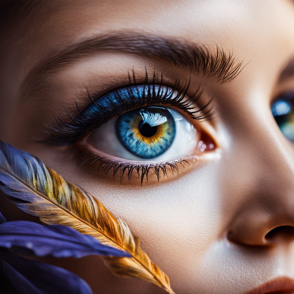 Realistic Portrait in Oil Painting Style with Iridescent Ref...