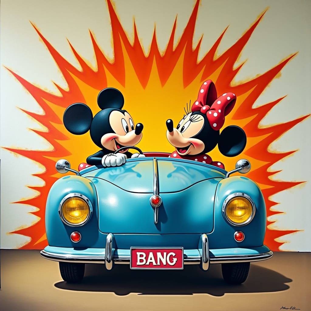 Mickey Crash: Pop Art Car Accident in Warhol Style