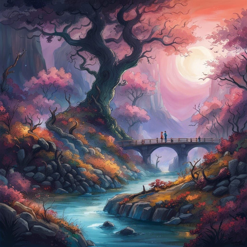 Sci-Fi Forest Under a Brilliant Moon