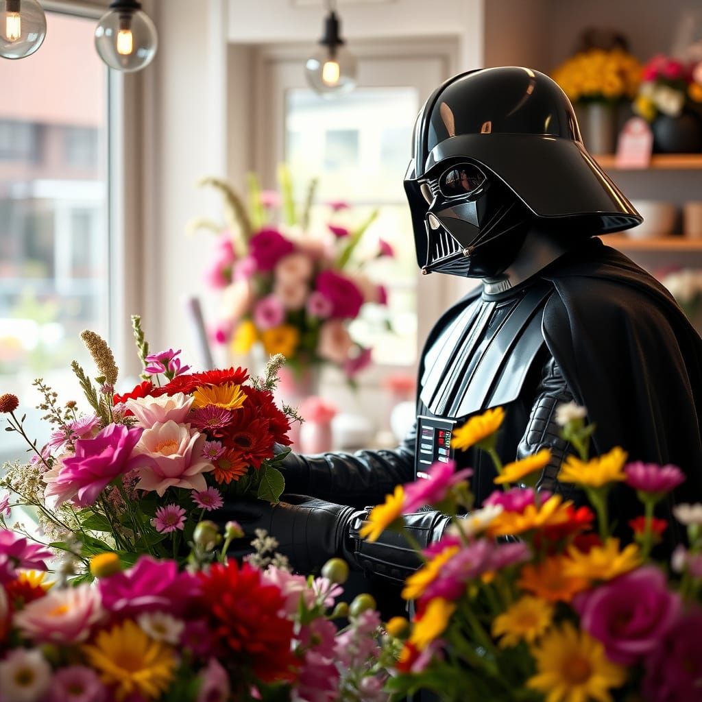 Darth Vader in a Quaint Florist Shop