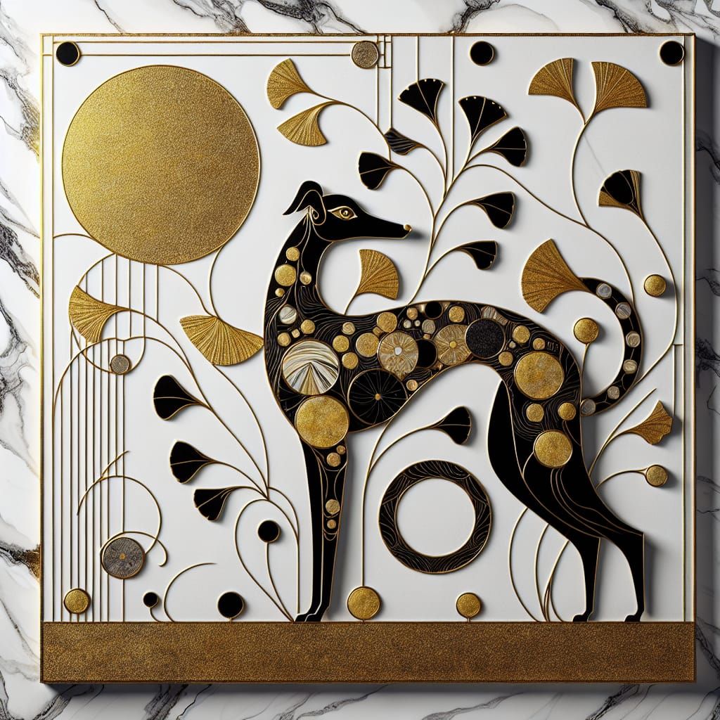 Art Deco Greyhound with Gold Details