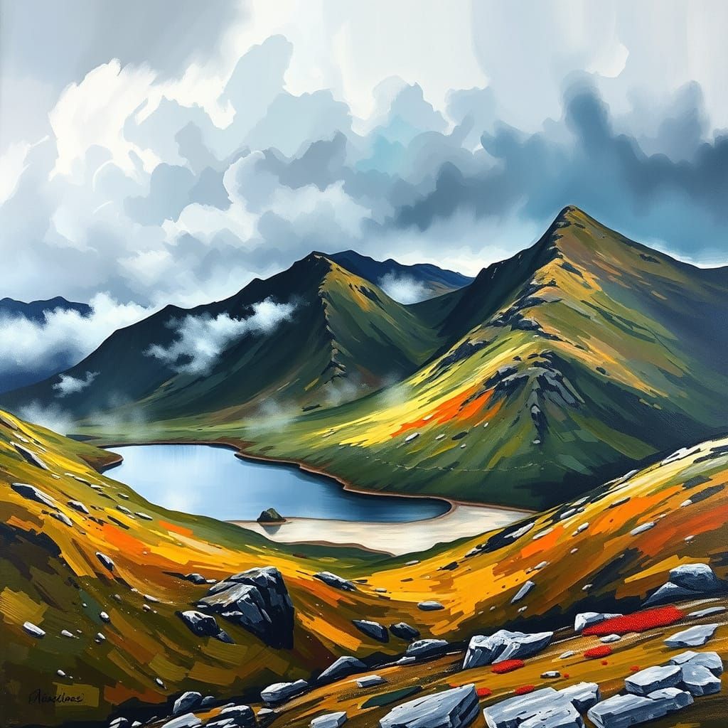 Impressionistic Isle of Skye Landscape in Gouache Masterpiec...