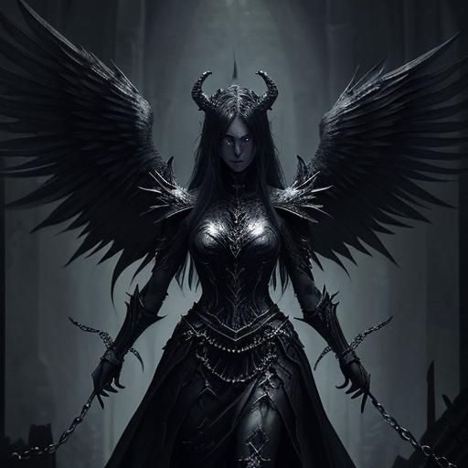 Demonic Warrior Angel in Gothic Dungeon: Concept Art