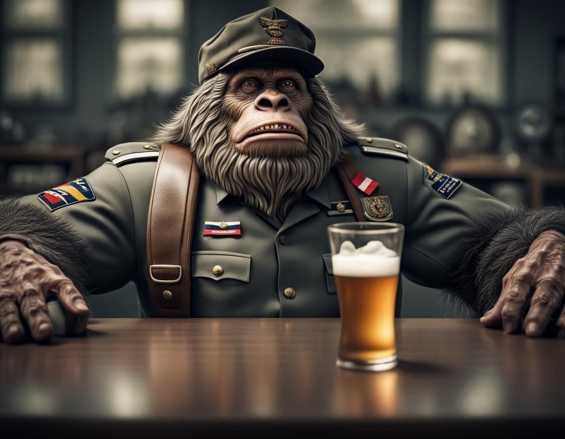 Hyperrealistic Bigfoot Offers German Beer