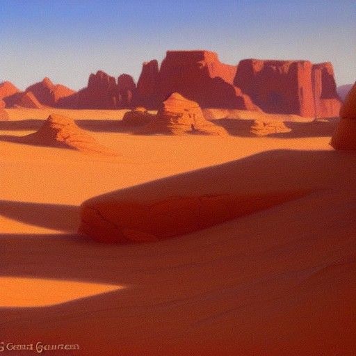 Desert Oasis Oil Painting by James Gurney