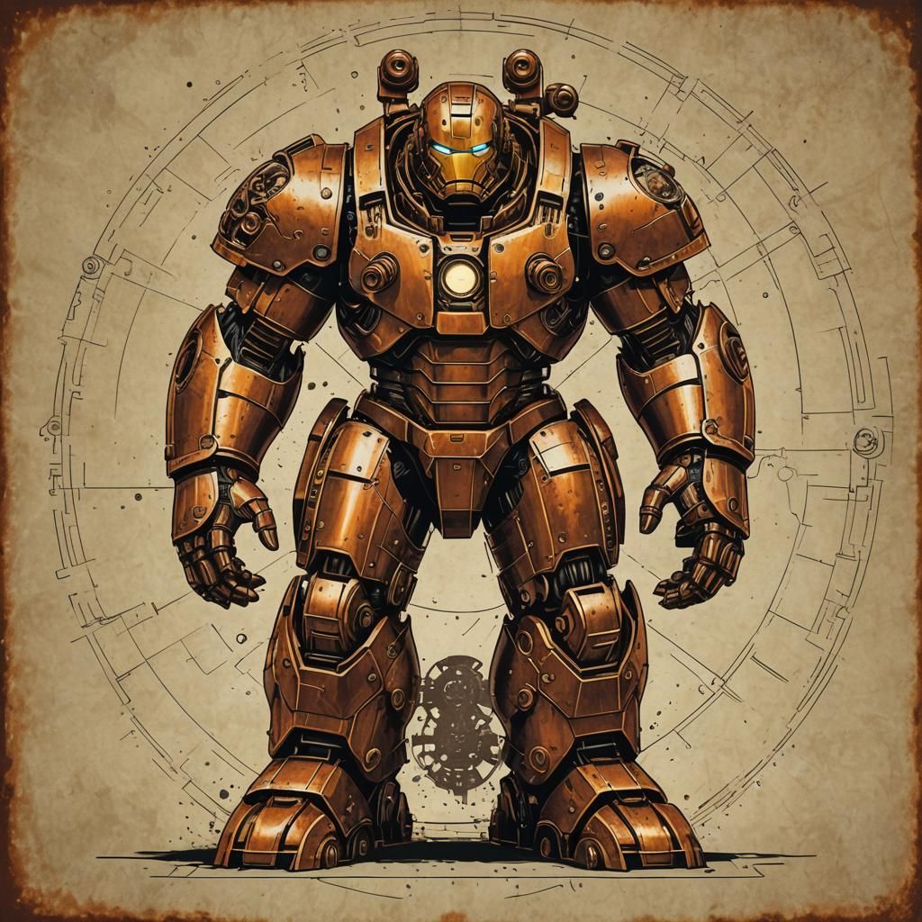Steampunk Copper Hulkbuster in Pop Art Style