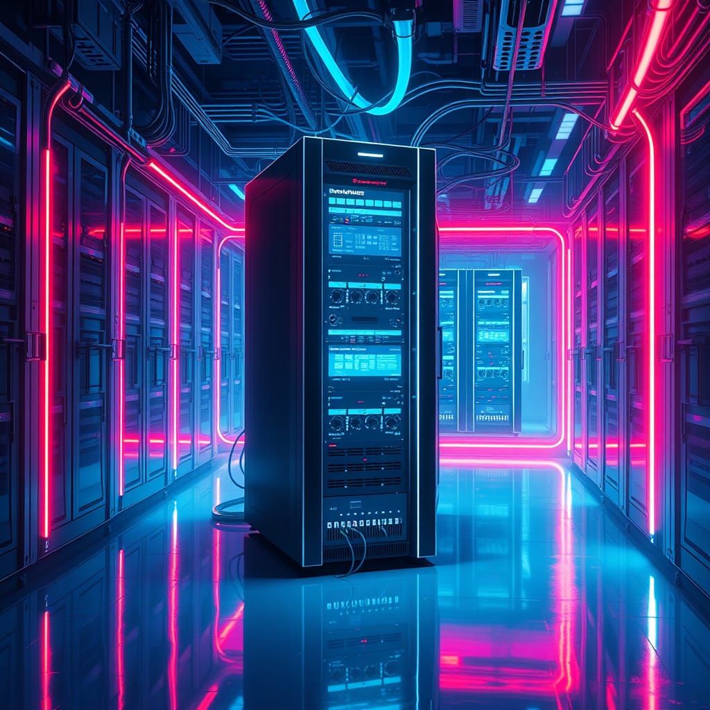 Sentient Server Rack Ponders Digital Mysteries in Cyberpunk ...