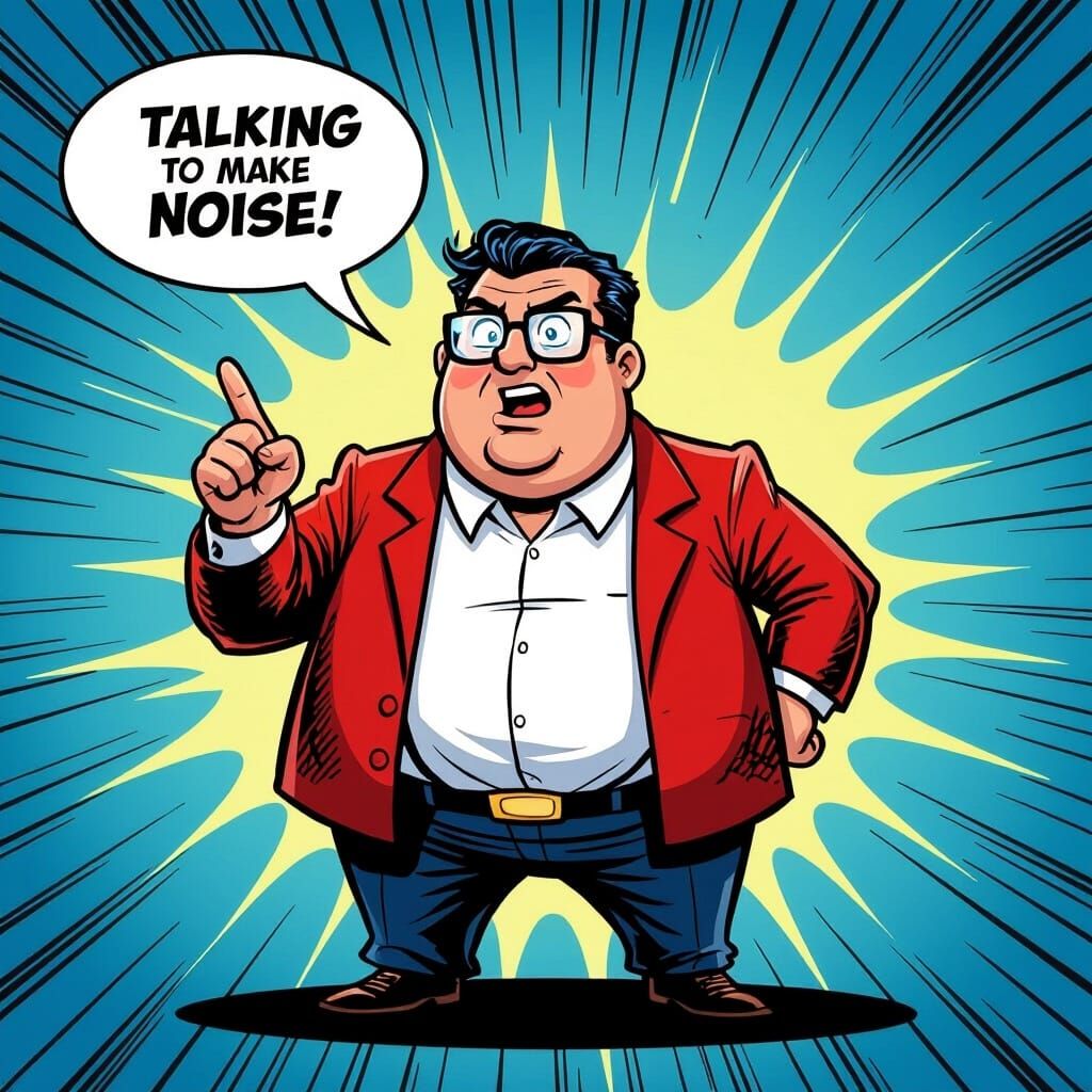 Man Delivers "Talking To Make Noise" Message in Comic Style