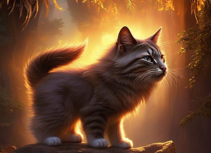 Mystical Cat Divinity in Hyperdetailed Digital Art