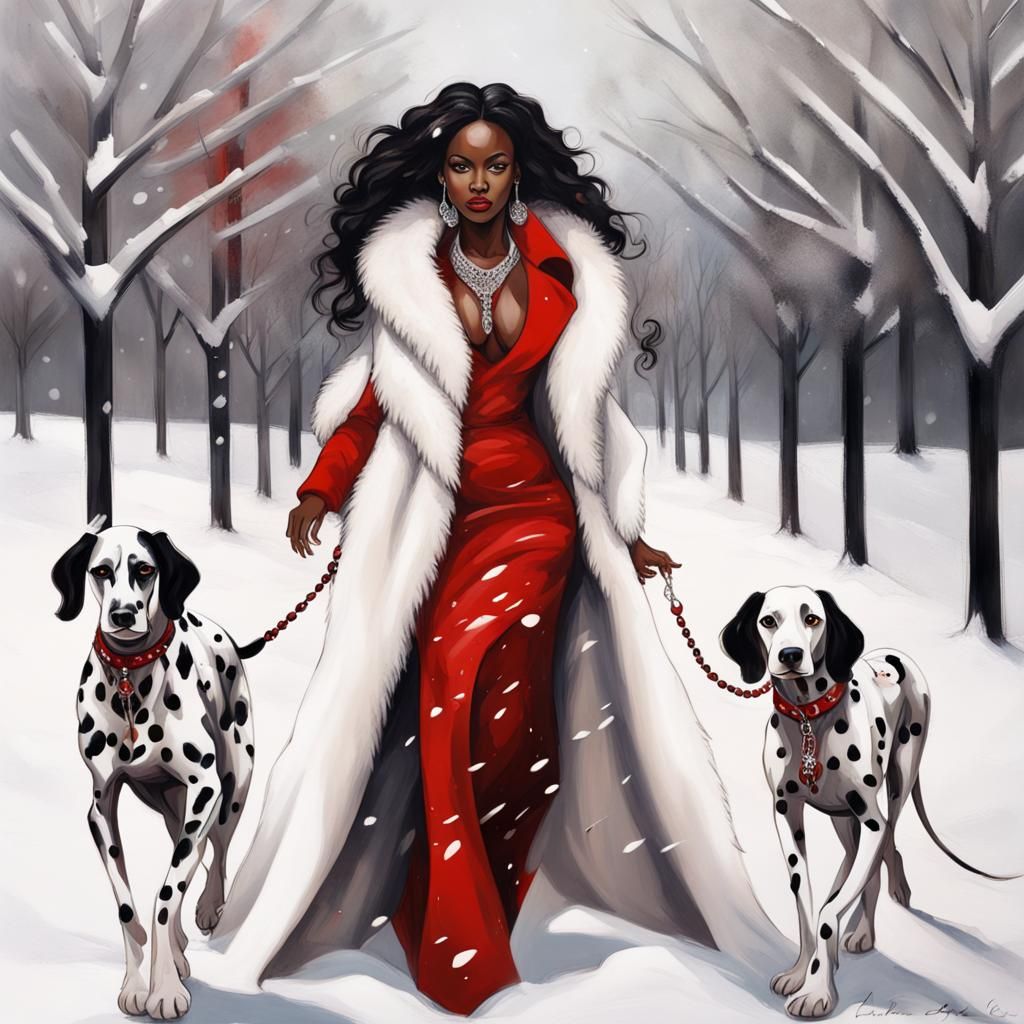 Two Dalmatians and a Diva