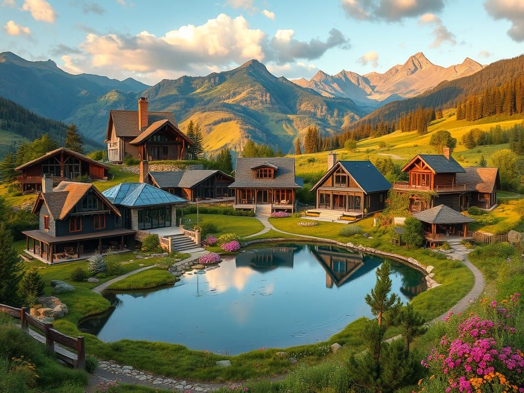 Idyllic Valley Compound in Hyper-Realistic Style