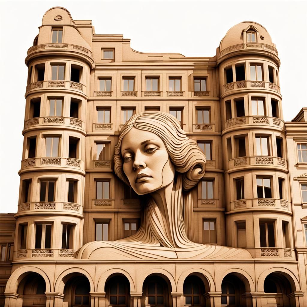 Sepia Art Illusion: Building as Woman