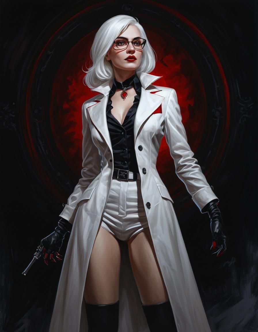 Dark Fantasy Vampire Detective in Acrylic Style