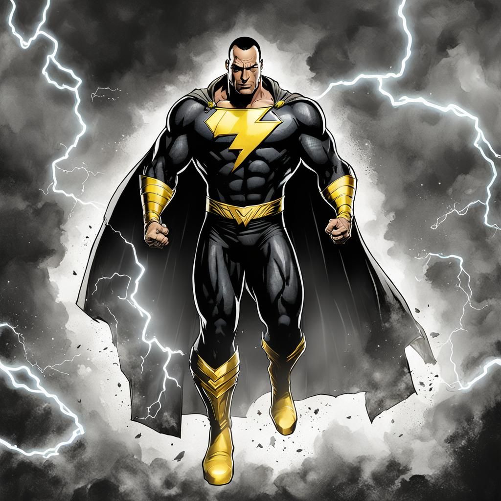 Black Adam Supervillain in Comic Book Art Style