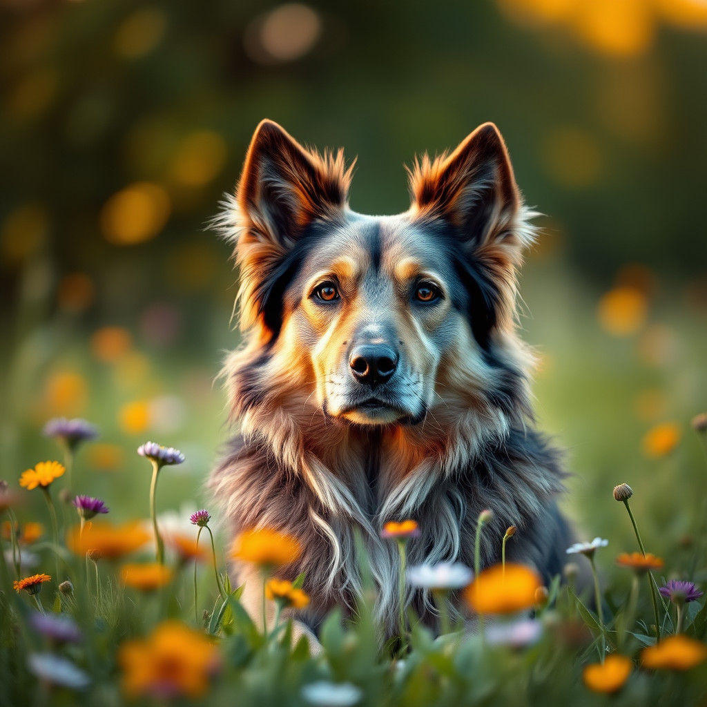 Dog Portrait in Meadow with Bokeh
