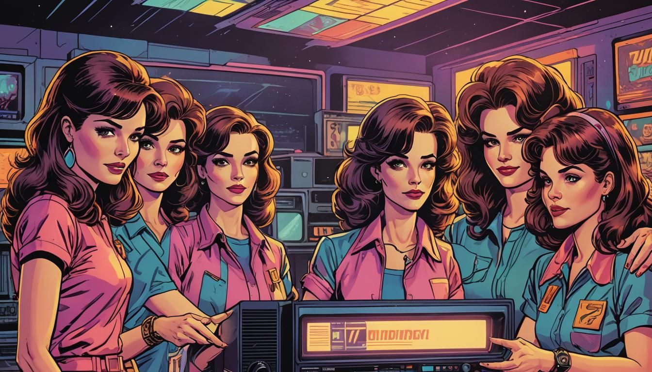 Retro-Futuristic Housewives and Glowing TV Screen