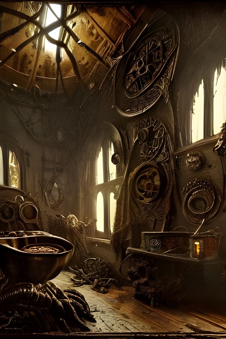 Eldritch Toilet with Aquarium in Giger Style