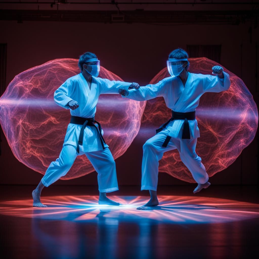 3D Hologram of Martial Artists Sparring