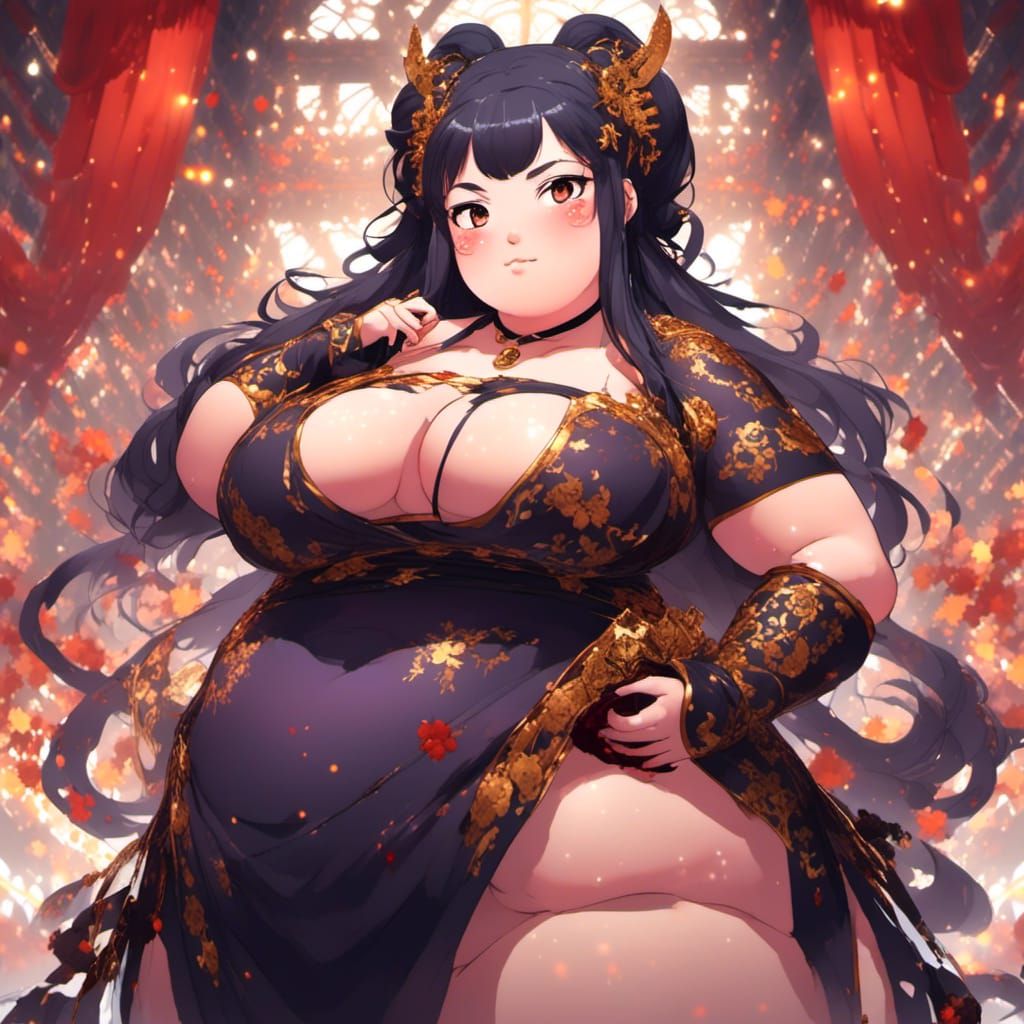 Obese Hinata Hyuga in Gothic Anime Style