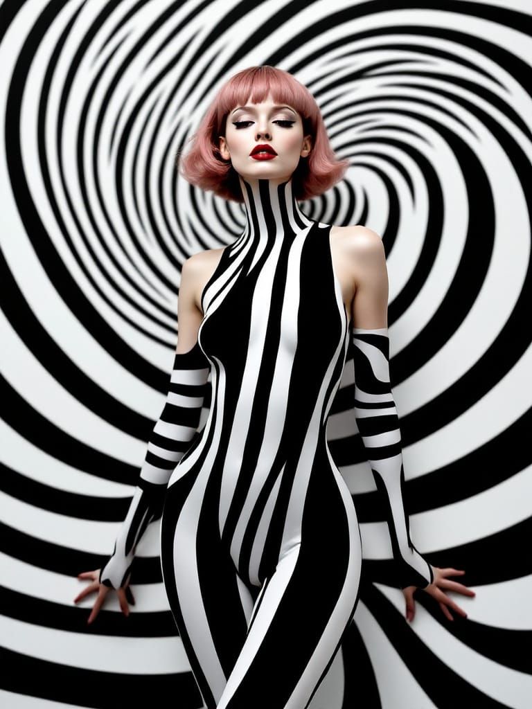 Surreal Woman in Optical Illusion Body Paint