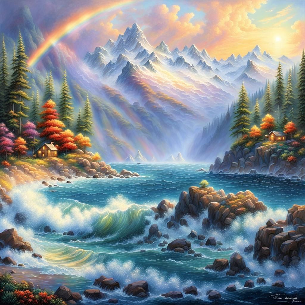 Ethereal Sea with Golden Light, Hyperdetailed Fantasy