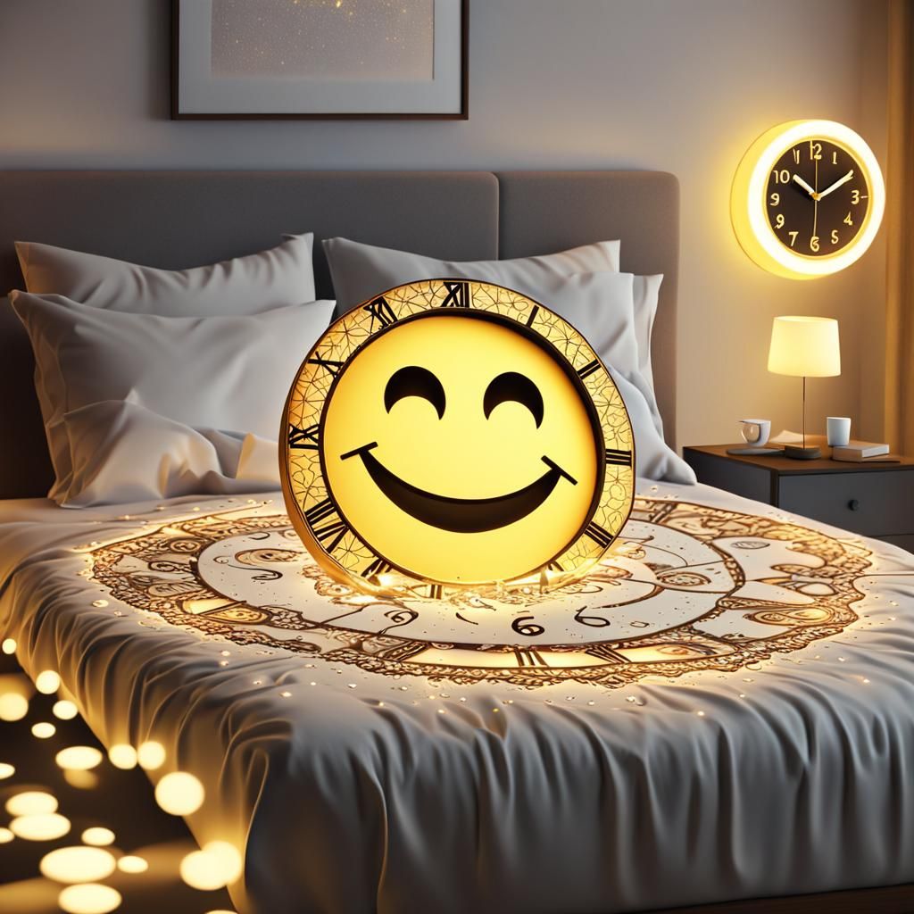 Glowing Smiley Emoji with Fractal and Zentangle Details