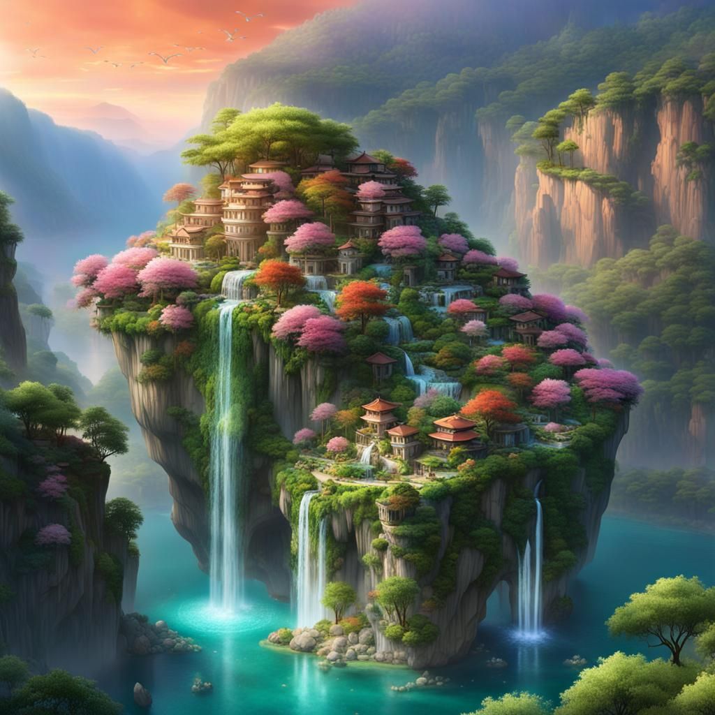 Floating Island Enclave: A Vision of Beauty and Magic