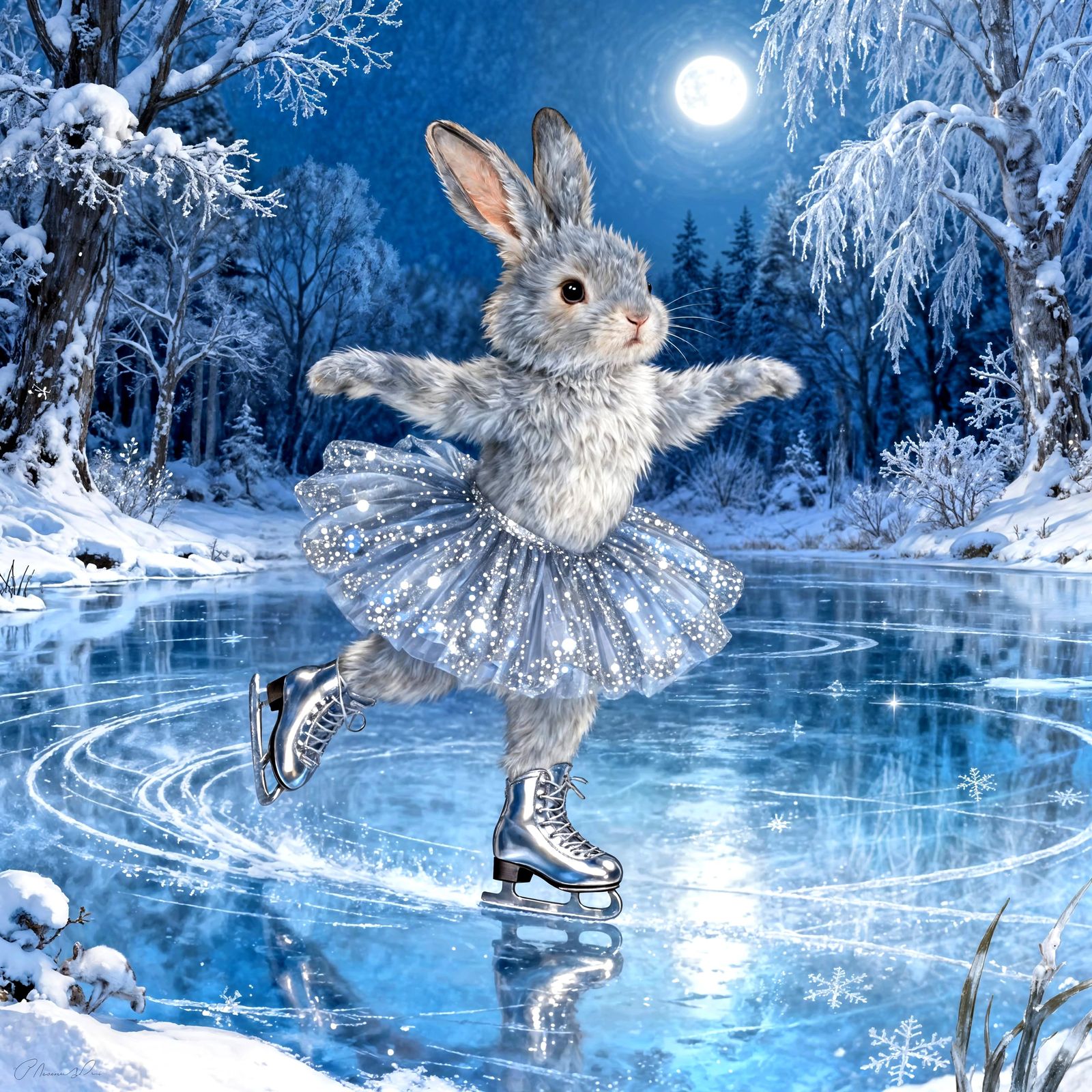 Cute Rabbit Ice Skater in the Wild