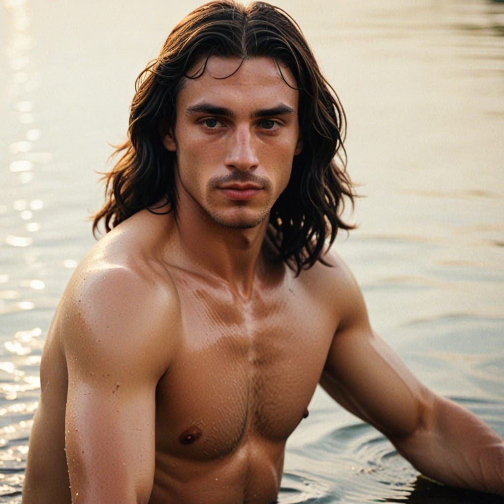 Elegant French Gentleman Basks in Golden Hour Serenity