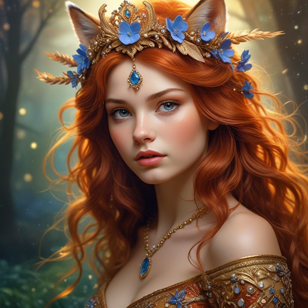 Enchanting Elven Princess in Golden Gown