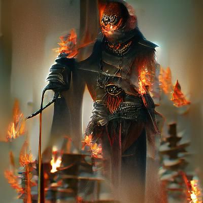 Sinister Fire Warden in Gothic Art Style