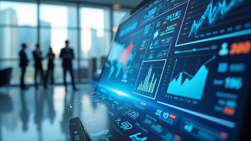 Futuristic Business Dashboards in Electric Blues and Whites